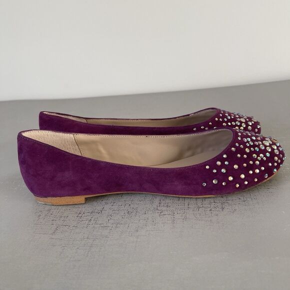 Steve Madden Rhinestone Purple Suede Leather Ballet Flats Comfort Loafers 7 M - Picture 4 of 10